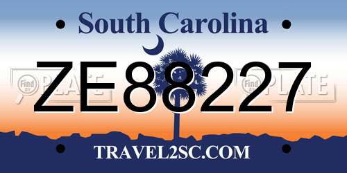 ZE88227 South Carolina License Plate