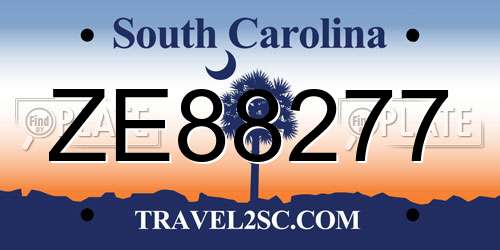 ZE88277 South Carolina License Plate