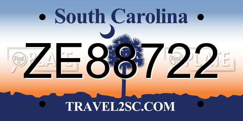 ZE88722 South Carolina License Plate