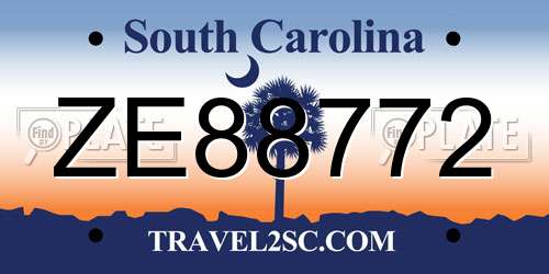 ZE88772 South Carolina License Plate