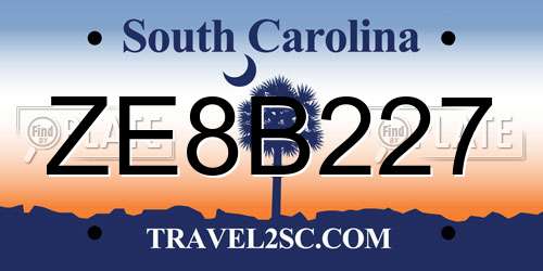 ZE8B227 South Carolina License Plate