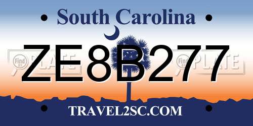 ZE8B277 South Carolina License Plate