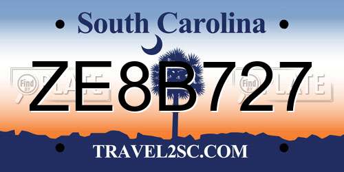 ZE8B727 South Carolina License Plate