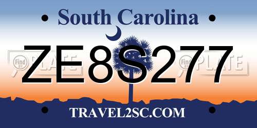 ZE8S277 South Carolina License Plate