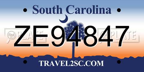 ZE94847 South Carolina License Plate