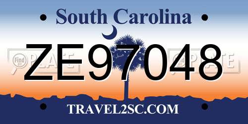 ZE97048 South Carolina License Plate