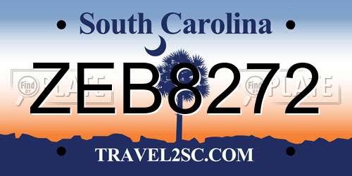 ZEB8272 South Carolina License Plate