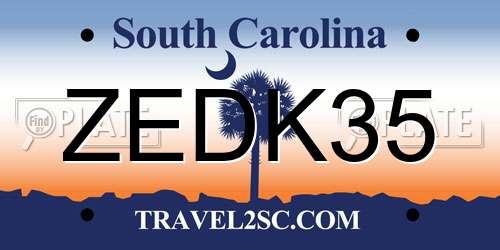 ZEDK35 South Carolina License Plate