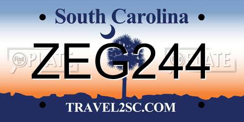ZEG244 South Carolina License Plate