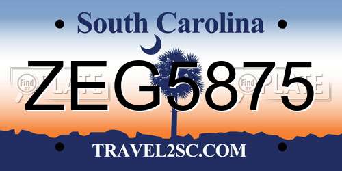 ZEG5875 South Carolina License Plate