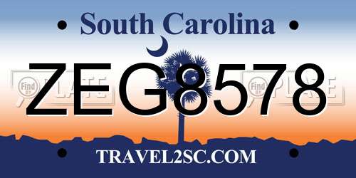 ZEG8578 South Carolina License Plate