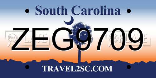 ZEG9709 South Carolina License Plate