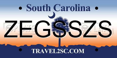 ZEGSSZS South Carolina License Plate
