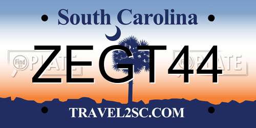 ZEGT44 South Carolina License Plate