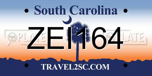 ZEI164 South Carolina License Plate