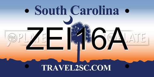 ZEI16A South Carolina License Plate