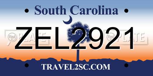 ZEL2921 South Carolina License Plate