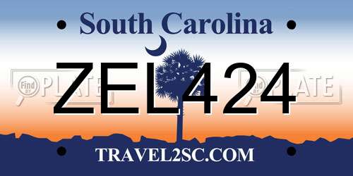 ZEL424 South Carolina License Plate