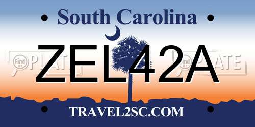 ZEL42A South Carolina License Plate