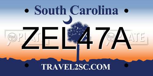 ZEL47A South Carolina License Plate