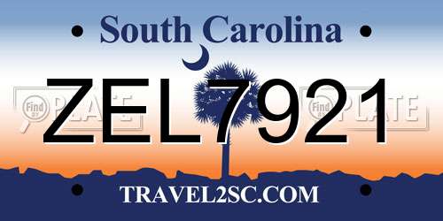 ZEL7921 South Carolina License Plate
