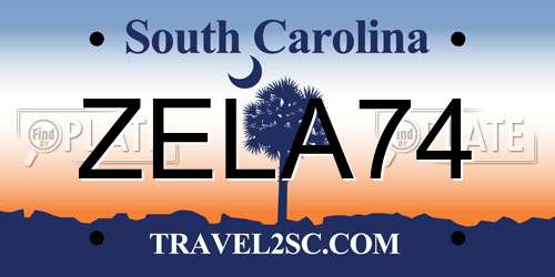 ZELA74 South Carolina License Plate