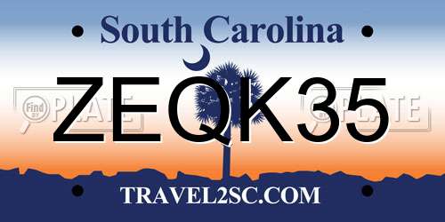 ZEQK35 South Carolina License Plate