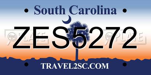 ZES5272 South Carolina License Plate