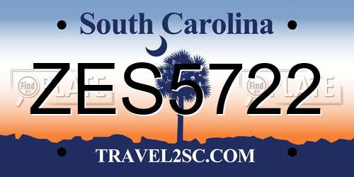 ZES5722 South Carolina License Plate