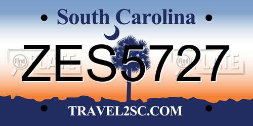 ZES5727 South Carolina License Plate