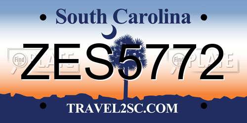 ZES5772 South Carolina License Plate