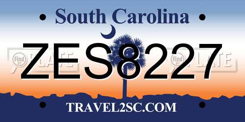 ZES8227 South Carolina License Plate