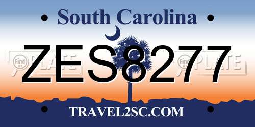 ZES8277 South Carolina License Plate