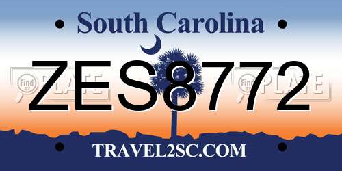 ZES8772 South Carolina License Plate