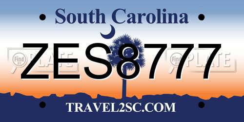 ZES8777 South Carolina License Plate