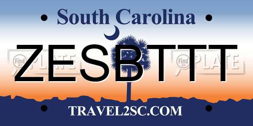 ZESBTTT South Carolina License Plate