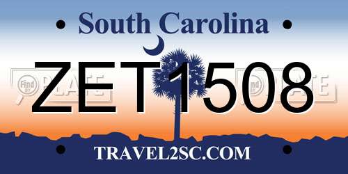 ZET1508 South Carolina License Plate