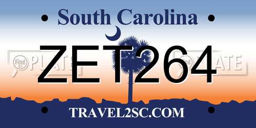 ZET264 South Carolina License Plate