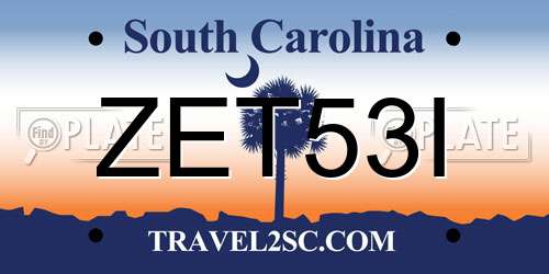 ZET53I South Carolina License Plate