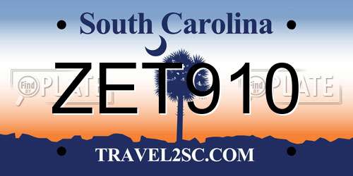 ZET910 South Carolina License Plate