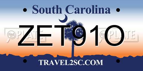 ZET91O South Carolina License Plate