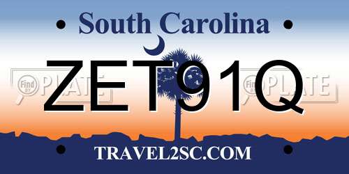 ZET91Q South Carolina License Plate