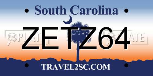 ZETZ64 South Carolina License Plate