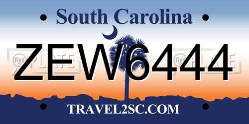 ZEW6444 South Carolina License Plate