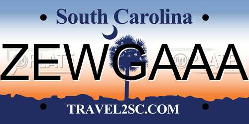 ZEWGAAA South Carolina License Plate