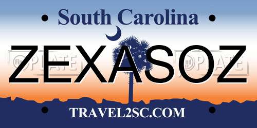 ZEXASOZ South Carolina License Plate
