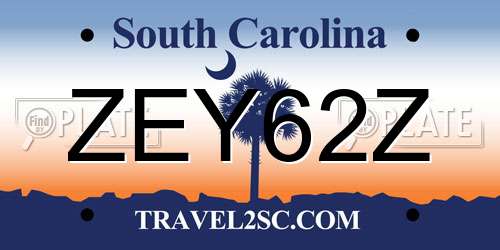 ZEY62Z South Carolina License Plate