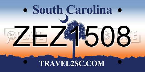 ZEZ1508 South Carolina License Plate