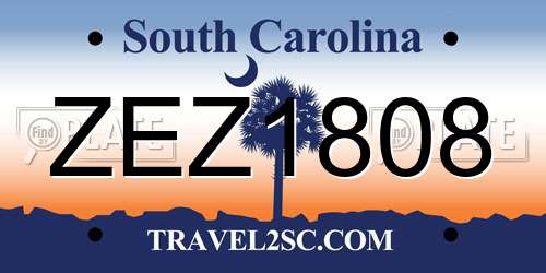 ZEZ1808 South Carolina License Plate