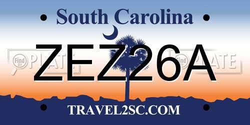 ZEZ26A South Carolina License Plate